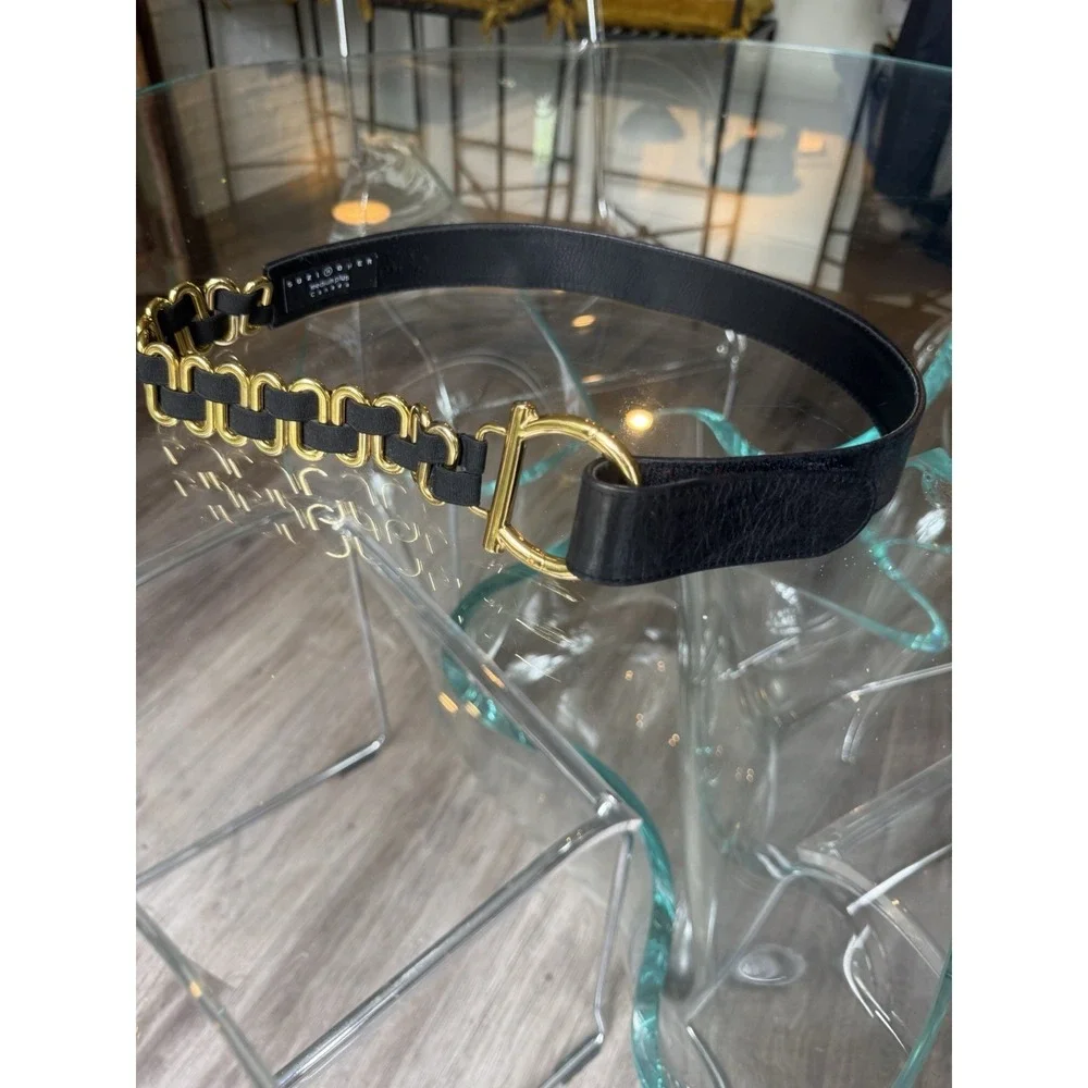 Suzi Oher Medium Black Stretch Gold O Ring Belt Buckle Made in Canada